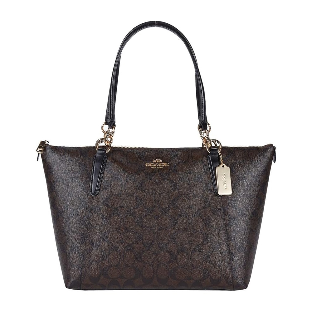 Coach AVA Tote in signature canvas Brown/black/gold hardware EUC